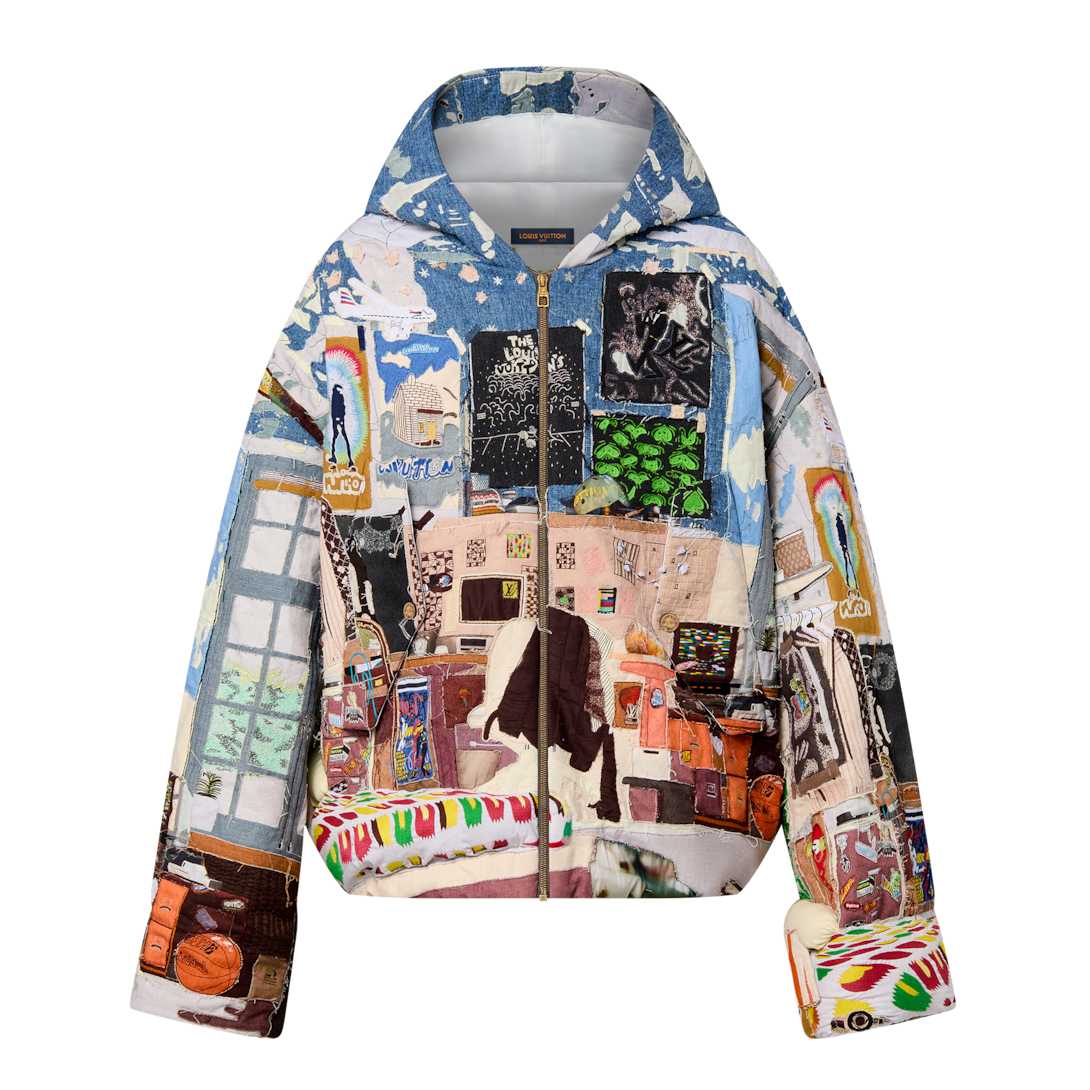 LOUIS VUITTON フード付きジャケット 36 Jaqueta Oversized com Capuz em Patchwork Feita Sob Encomenda